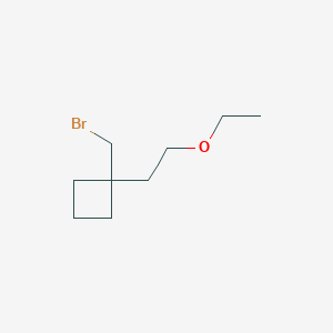 molecular formula C9H17BrO B13640398 1-(Bromomethyl)-1-(2-ethoxyethyl)cyclobutane 