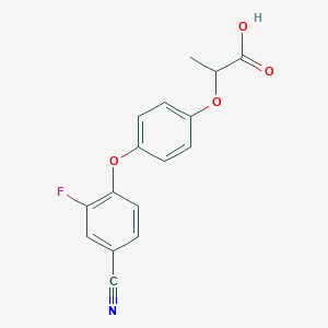 molecular formula C16H12FNO4 B13640403 2-[4-(4-Cyano-2-fluorophenoxy)phenoxy]propanoic acid 