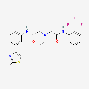 molecular formula C23H23F3N4O2S B13640427 2-(Ethyl(2-((3-(2-methylthiazol-4-yl)phenyl)amino)-2-oxoethyl)amino)-N-(2-(trifluoromethyl)phenyl)acetamide 