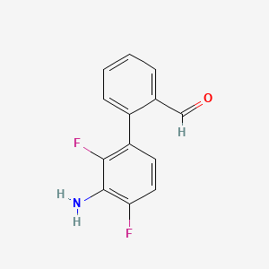 molecular formula C13H9F2NO B13640434 2-(3-Amino-2,4-difluorophenyl)benzaldehyde 