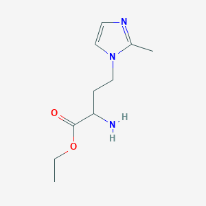 molecular formula C10H17N3O2 B13640465 Ethyl 2-amino-4-(2-methyl-1h-imidazol-1-yl)butanoate 