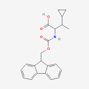 molecular formula C22H23NO4 B13640576 3-cyclopropyl-2-({[(9H-fluoren-9-yl)methoxy]carbonyl}amino)butanoicacid 