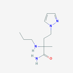 molecular formula C11H20N4O B13640592 2-Methyl-2-(propylamino)-4-(1h-pyrazol-1-yl)butanamide 