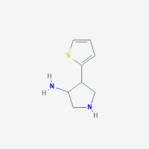 molecular formula C8H12N2S B13640605 4-(Thiophen-2-yl)pyrrolidin-3-amine 