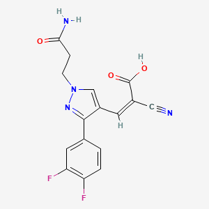 molecular formula C16H12F2N4O3 B13640628 (2Z)-3-[1-(3-amino-3-oxopropyl)-3-(3,4-difluorophenyl)-1H-pyrazol-4-yl]-2-cyanoacrylic acid 