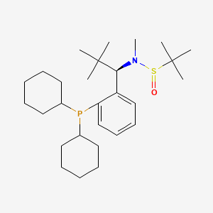 molecular formula C28H48NOPS B13640647 (R)-N-((R)-1-(2-(Dicyclohexylphosphanyl)phenyl)-2,2-dimethylpropyl)-N,2-dimethylpropane-2-sulfinamide 