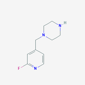 molecular formula C10H14FN3 B13640818 1-[(2-Fluoropyridin-4-yl)methyl]piperazine 