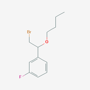 molecular formula C12H16BrFO B13640826 1-(2-Bromo-1-butoxyethyl)-3-fluorobenzene 