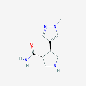 molecular formula C9H14N4O B13641098 (3r,4s)-4-(1-Methyl-1h-pyrazol-4-yl)pyrrolidine-3-carboxamide 