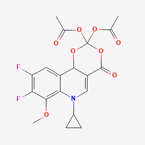 molecular formula C19H17F2NO8 B13641121 6-cyclopropyl-8,9-difluoro-7-methoxy-4-oxo-4,6-dihydro-2H-1l3-[1,3]dioxino[5,6-c]quinoline-2,2-diyl diacetate 