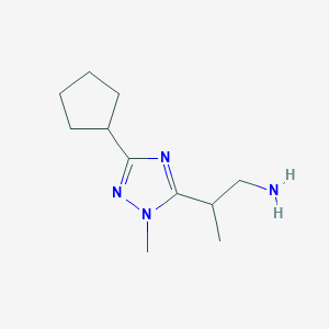 molecular formula C11H20N4 B13641159 2-(3-Cyclopentyl-1-methyl-1h-1,2,4-triazol-5-yl)propan-1-amine 