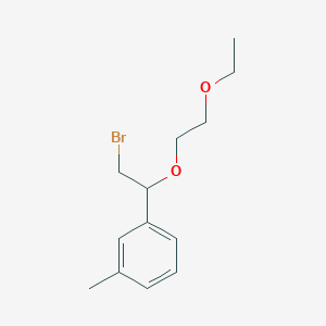 molecular formula C13H19BrO2 B13641184 1-(2-Bromo-1-(2-ethoxyethoxy)ethyl)-3-methylbenzene 