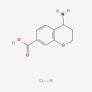 molecular formula C10H12ClNO3 B13641267 4-Aminochromane-7-carboxylic acid hydrochloride 