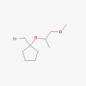 molecular formula C10H19BrO2 B13641365 1-(Bromomethyl)-1-((1-methoxypropan-2-yl)oxy)cyclopentane 