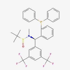 molecular formula C32H30F6NOPS B13641416 (R)-N-((R)-(3,5-Bis(trifluoromethyl)phenyl)(2-(diphenylphosphino)phenyl)methyl)-N,2-dimethylpropane-2-sulfinamide 