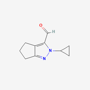 molecular formula C10H12N2O B13641462 2-Cyclopropyl-2,4,5,6-tetrahydrocyclopenta[c]pyrazole-3-carbaldehyde 