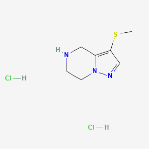 molecular formula C7H13Cl2N3S B13641482 3-(methylsulfanyl)-4H,5H,6H,7H-pyrazolo[1,5-a]pyrazinedihydrochloride 