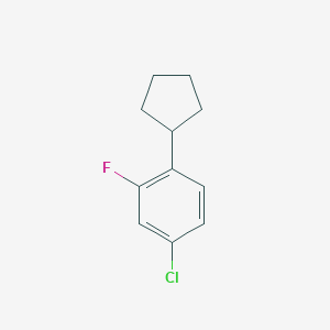 molecular formula C11H12ClF B13641501 4-Chloro-1-cyclopentyl-2-fluorobenzene 