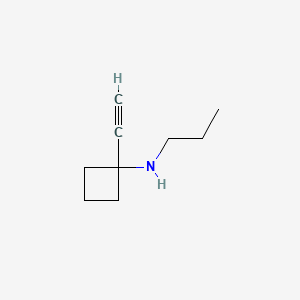 molecular formula C9H15N B13641543 1-ethynyl-N-propylcyclobutan-1-amine 