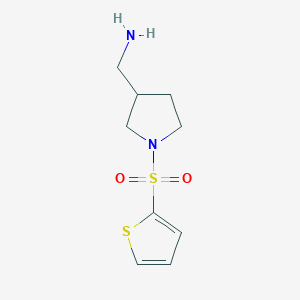 molecular formula C9H14N2O2S2 B13641554 (1-(Thiophen-2-ylsulfonyl)pyrrolidin-3-yl)methanamine 