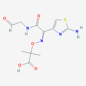 molecular formula C11H14N4O5S B13641573 (E)-2-(((2-(2-Aminothiazol-4-yl)-3-oxo-3-((2-oxoethyl)amino)prop-1-en-1-yl)amino)oxy)-2-methylpropanoic Acid 