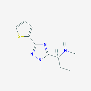 molecular formula C11H16N4S B13641598 n-Methyl-1-(1-methyl-3-(thiophen-2-yl)-1h-1,2,4-triazol-5-yl)propan-1-amine 