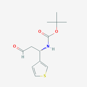 molecular formula C12H17NO3S B13641658 tert-Butyl (S)-(3-oxo-1-(thiophen-3-yl)propyl)carbamate 