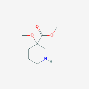 molecular formula C9H17NO3 B13641693 Ethyl 3-methoxypiperidine-3-carboxylate 