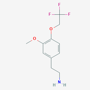 molecular formula C11H14F3NO2 B13641732 2-[3-Methoxy-4-(2,2,2-trifluoroethoxy)phenyl]ethanamine 