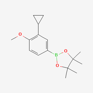 molecular formula C16H23BO3 B13641778 2-(3-Cyclopropyl-4-methoxyphenyl)-4,4,5,5-tetramethyl-1,3,2-dioxaborolane CAS No. 2223046-87-3