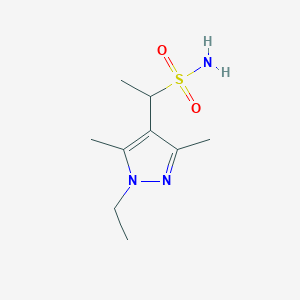 molecular formula C9H17N3O2S B13641884 1-(1-Ethyl-3,5-dimethyl-1h-pyrazol-4-yl)ethane-1-sulfonamide 