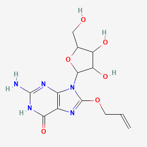 molecular formula C13H17N5O6 B13641902 2-amino-9-[(2R,3R,4S,5R)-3,4-dihydroxy-5-(hydroxymethyl)oxolan-2-yl]-8-prop-2-enoxy-3H-purin-6-one 