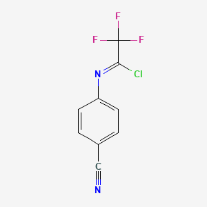 molecular formula C9H4ClF3N2 B13641930 N-(4-cyanophenyl)-2,2,2-trifluoroethanecarbonimidoyl chloride 