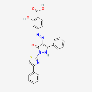 molecular formula C25H17N5O4S B1364203 2-hydroxy-4-{2-[5-oxo-3-phenyl-1-(4-phenyl-1,3-thiazol-2-yl)-1,5-dihydro-4H-pyrazol-4-ylidene]hydrazino}benzoic acid 