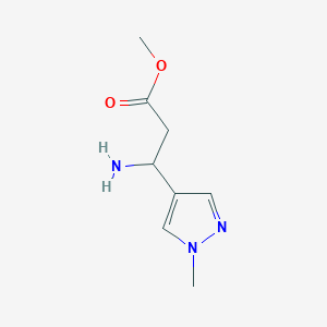 molecular formula C8H13N3O2 B13642103 Methyl 3-amino-3-(1-methyl-1h-pyrazol-4-yl)propanoate 