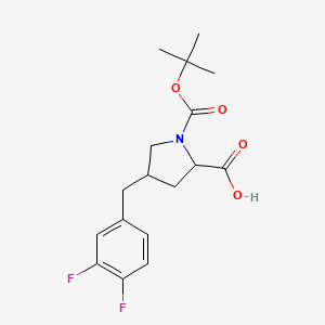 molecular formula C17H21F2NO4 B13642127 4-[(3,4-Difluorophenyl)methyl]-1-[(2-methylpropan-2-yl)oxycarbonyl]pyrrolidine-2-carboxylic acid 