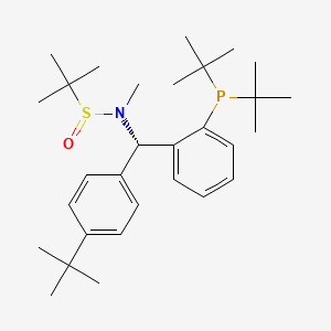 molecular formula C30H48NOPS B13642226 (R)-N-((S)-(4-(tert-Butyl)phenyl)(2-(di-tert-butylphosphanyl)phenyl)methyl)-N,2-dimethylpropane-2-sulfinamide 