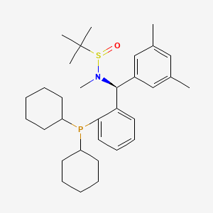 molecular formula C32H48NOPS B13642256 (R)-N-((S)-(2-(Dicyclohexylphosphanyl)phenyl)(3,5-dimethylphenyl)methyl)-N,2-dimethylpropane-2-sulfinamide 