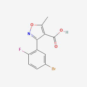 molecular formula C11H7BrFNO3 B13642346 3-(5-Bromo-2-fluorophenyl)-5-methylisoxazole-4-carboxylic acid 