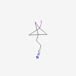 molecular formula C8H10IN B13642396 3-{3-Iodobicyclo[1.1.1]pentan-1-yl}propanenitrile 