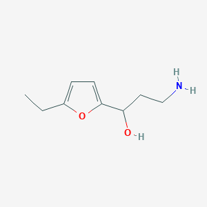 molecular formula C9H15NO2 B13642410 3-Amino-1-(5-ethylfuran-2-yl)propan-1-ol 