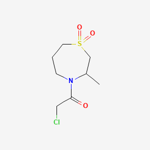 molecular formula C8H14ClNO3S B13642453 4-(2-Chloroacetyl)-3-methyl-1lambda6,4-thiazepane-1,1-dione 