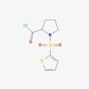 molecular formula C9H10ClNO3S2 B13642610 1-(Thiophene-2-sulfonyl)pyrrolidine-2-carbonyl chloride 