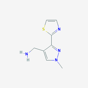 molecular formula C8H10N4S B13642621 (1-Methyl-3-(thiazol-2-yl)-1h-pyrazol-4-yl)methanamine 