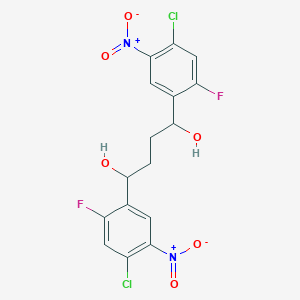 molecular formula C16H12Cl2F2N2O6 B13642633 1,4-Bis(4-chloro-2-fluoro-5-nitrophenyl)butane-1,4-diol 