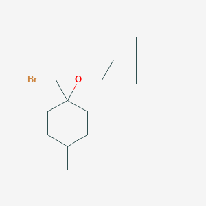 molecular formula C14H27BrO B13642650 1-(Bromomethyl)-1-(3,3-dimethylbutoxy)-4-methylcyclohexane 