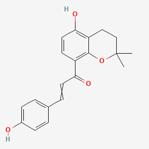 molecular formula C20H20O4 B13642694 1-(5-Hydroxy-2,2-dimethyl-3,4-dihydrochromen-8-yl)-3-(4-hydroxyphenyl)prop-2-en-1-one 