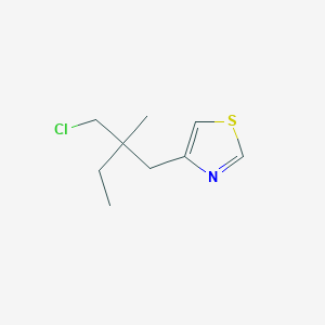 molecular formula C9H14ClNS B13642719 4-(2-(Chloromethyl)-2-methylbutyl)thiazole 