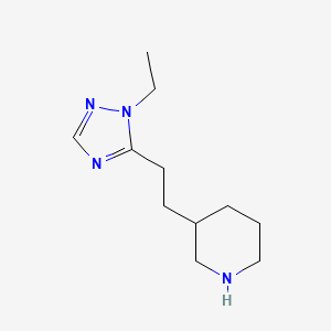 molecular formula C11H20N4 B13642767 3-(2-(1-Ethyl-1h-1,2,4-triazol-5-yl)ethyl)piperidine 