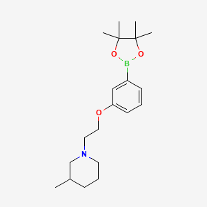 molecular formula C20H32BNO3 B13642796 3-Methyl-1-{2-[3-(tetramethyl-1,3,2-dioxaborolan-2-yl)phenoxy]ethyl}piperidine 